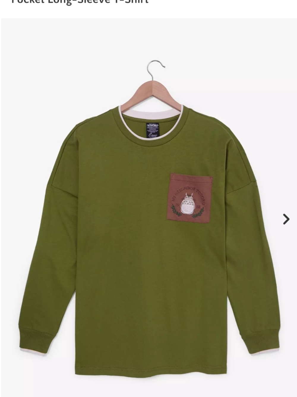 My Neighbor Totoro Olive Green Crewneck Pocket Sweater with Graphic on back
